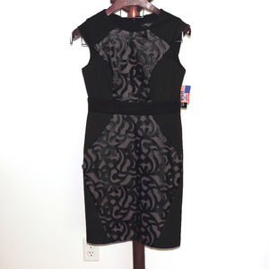 R&M Richards laser cutout sleeveless shift dress